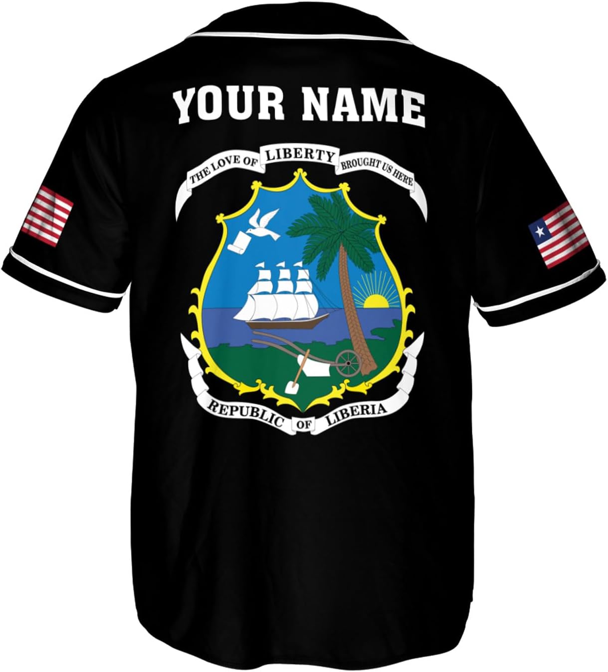 Podagree Personalized Liberia Baseball Jersey, Liberian Proud Flag Shirt Liberia Coat of Arms Liberian Gift for Men Women