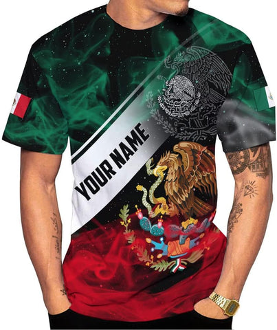 Mostprints Personalized Name Mexican Shirts 3D Customized Mexico Shirt US Flag, Mexican Shirts for women Unisex