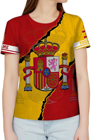 Ligthuy Personalized Name Spain Shirt 3D, Custom Spainish Shirt Flag for Men and Women, Italia Shirt Soccer Unisex Size