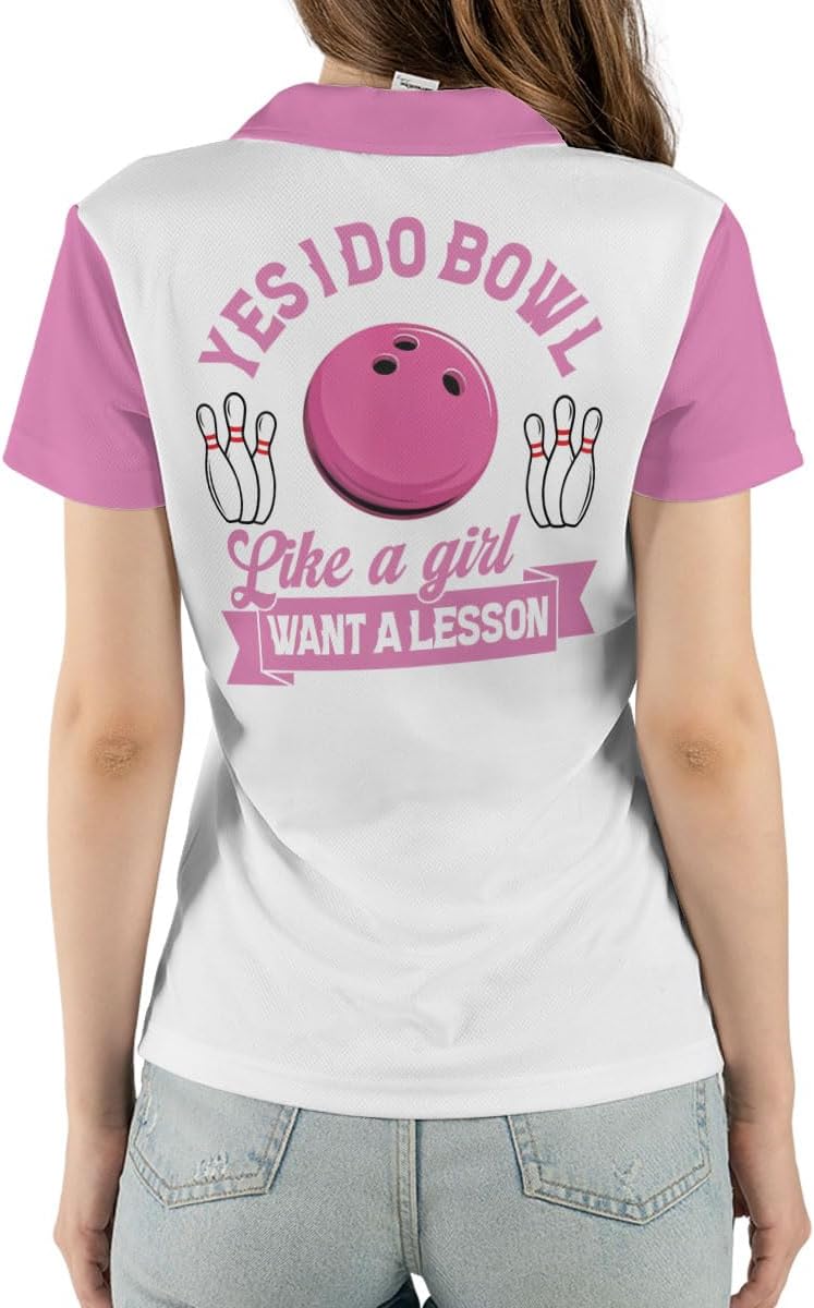 Personalized Bowling Shirts for Women, Custom Name Women Bowling Jersey, Ladies Bowling Polo Shirt for Team