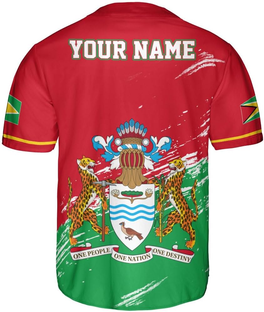 Leeprints Personalized Guyana Baseball Jersey Shirt, GuyaneseFlag Jersey, Guyana Guyanese Pride Jersey for Men and Women