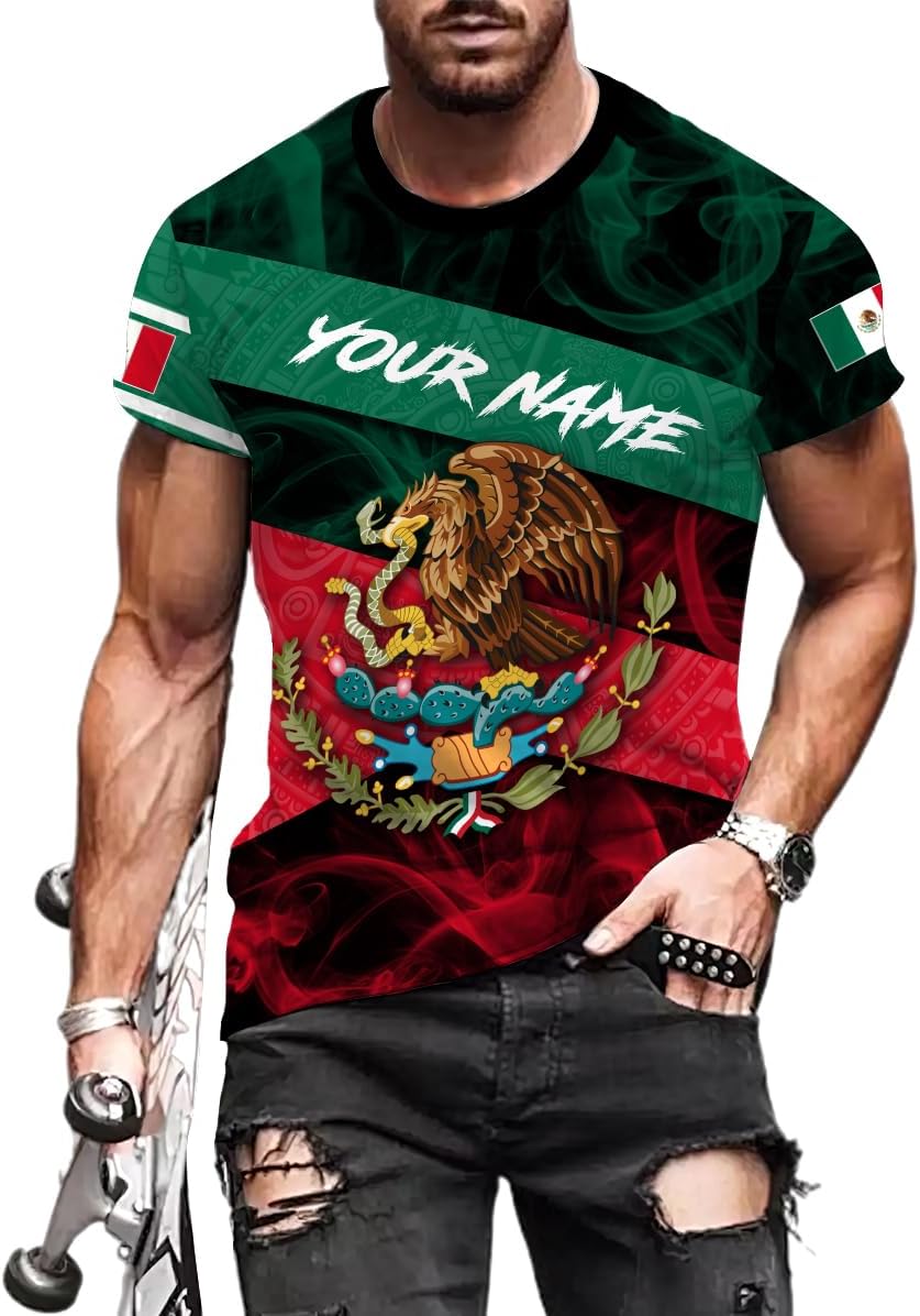 Mostprints Personalized Name Mexican Shirts for Men 3D, Customized Mexico Shirts for Men, Mexico Shirts for Women Mexico Shirt