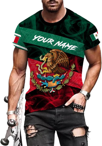 Mostprints Personalized Name Mexican Shirts for Men 3D, Customized Mexico Shirts for Men, Mexico Shirts for Women Mexico Shirt