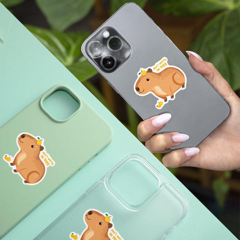 (3pcs) Capybara Cute Sticker, Meme Capy Sticker, Don't Worry Be Capy Sticker, Sticker Die-Cut Waterproof Vinyl Sticker for Laptop Water Bottle Phone Window Helmet Decal Gift