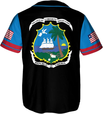 Podagree Personalized Liberia Baseball Jersey, Liberian Proud Flag Shirt Liberia Coat of Arms Liberian Gift for Men Women