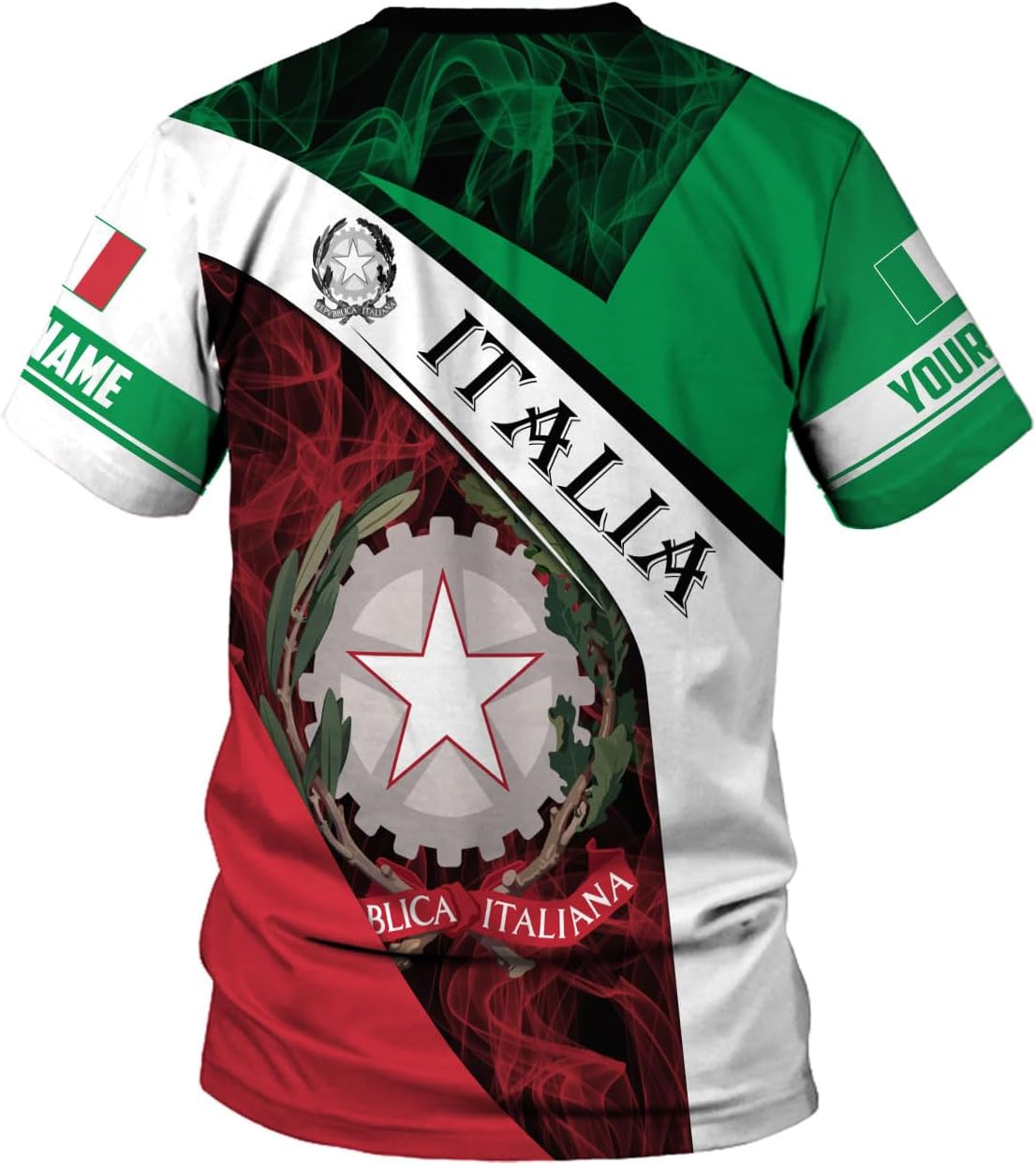 Ligthuy Personalized Name Italy Shirt 3D, Custom Italian Shirt Flag for Men and Women, Italia Shirt Soccer Unisex Size