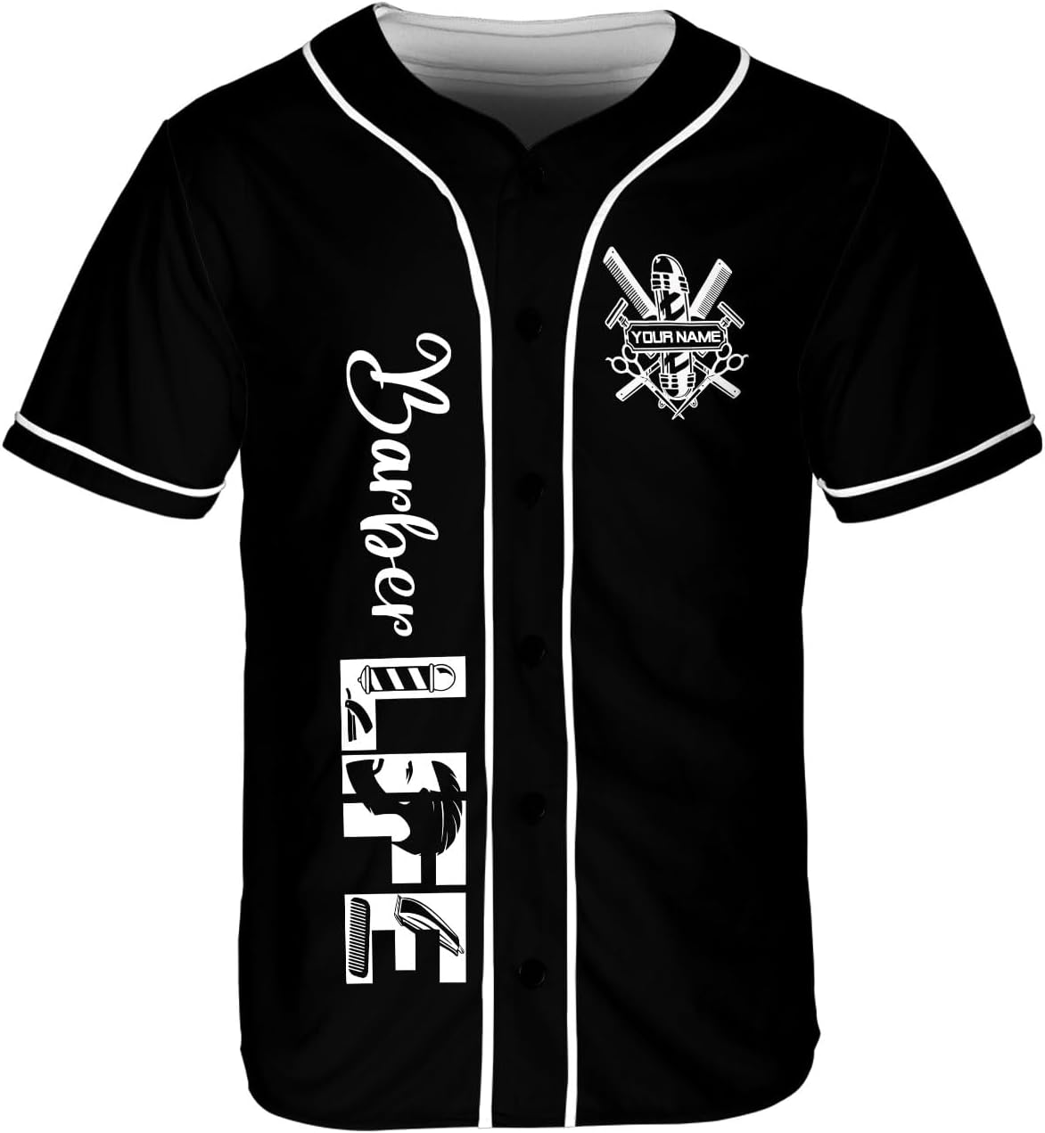 Ligthuy Personalized Baber Baseball Jersey, Hairdresser Baseball Jersey Barber Shop Life, Barber Shirts for Men and Women