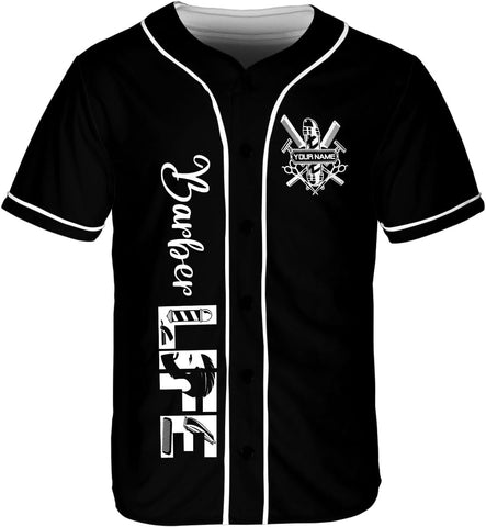 Ligthuy Personalized Baber Baseball Jersey, Hairdresser Baseball Jersey Barber Shop Life, Barber Shirts for Men and Women