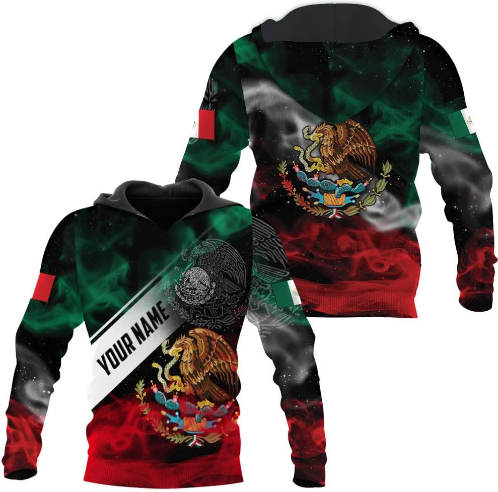 Personalized Name Mexican Hoodie 3D, Customized Mexican Hoodies for Men, Unisex Mexico Hoodie,Mexico Hoodies for Men1 (Multi 2)