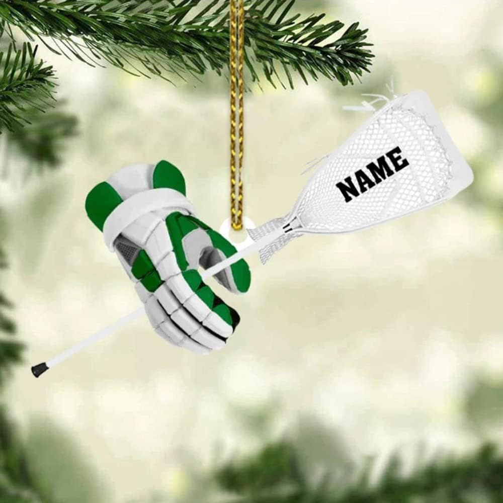 HomeDesign Personalized Lacrosse Ornament, Lacrosse Amor Shape Flat Ornament, Lacrosse Helmet Ornaments, Gifts for Lacrosse Lovers, Lacrosse Players, Lacrosse Christmas Ornament (LA 3)