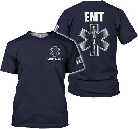 Mostprints Personalized EMT Shirt, EMS Shirt, Customized EMS Shirts,EMT Paramedic Uniform Emergency Medical Technician Shirts