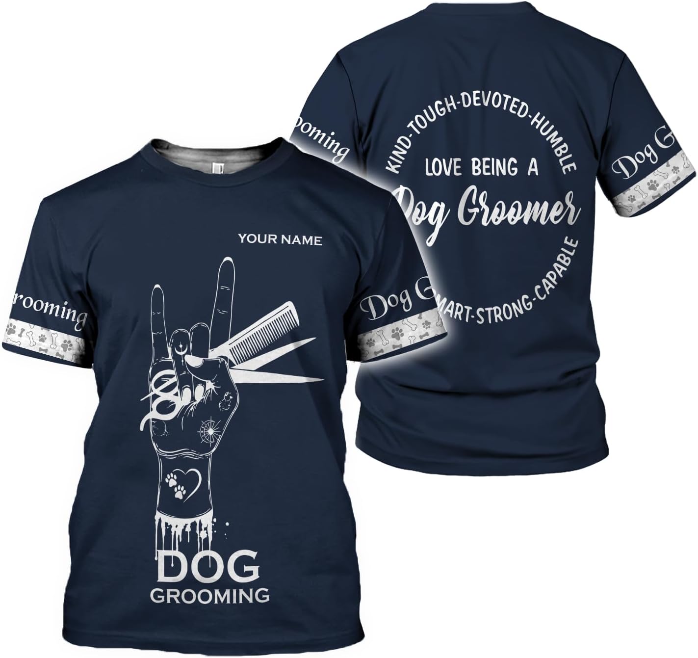 Mostprints Personalized Name Dog Groomer Shirt 3D, Funny Dog Groomer Apparel Shirts, Dog Groomer Gifts for Men and Women