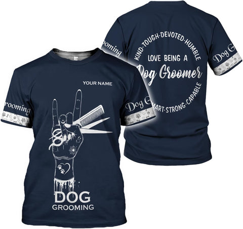 Mostprints Personalized Name Dog Groomer Shirt 3D, Funny Dog Groomer Apparel Shirts, Dog Groomer Gifts for Men and Women