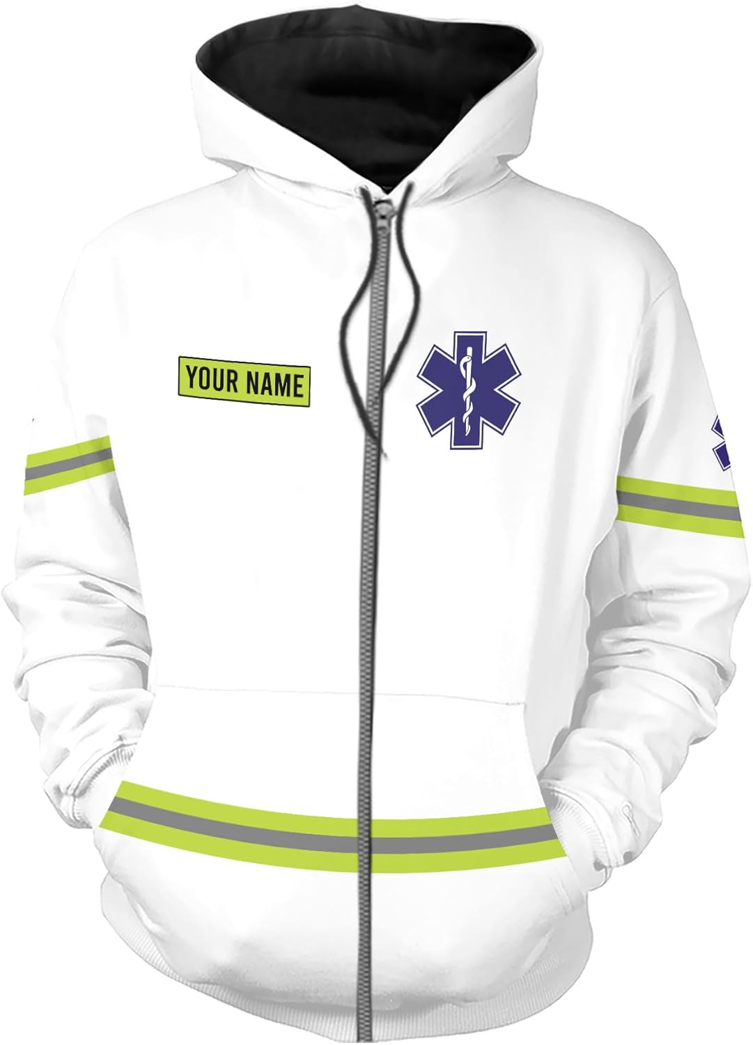 Leeprints Personalized EMT Hoodie EMS Sweatshirt Custom EMS Zip Hoodie Paramedic Uniform Emergency Medical Technician Shirts