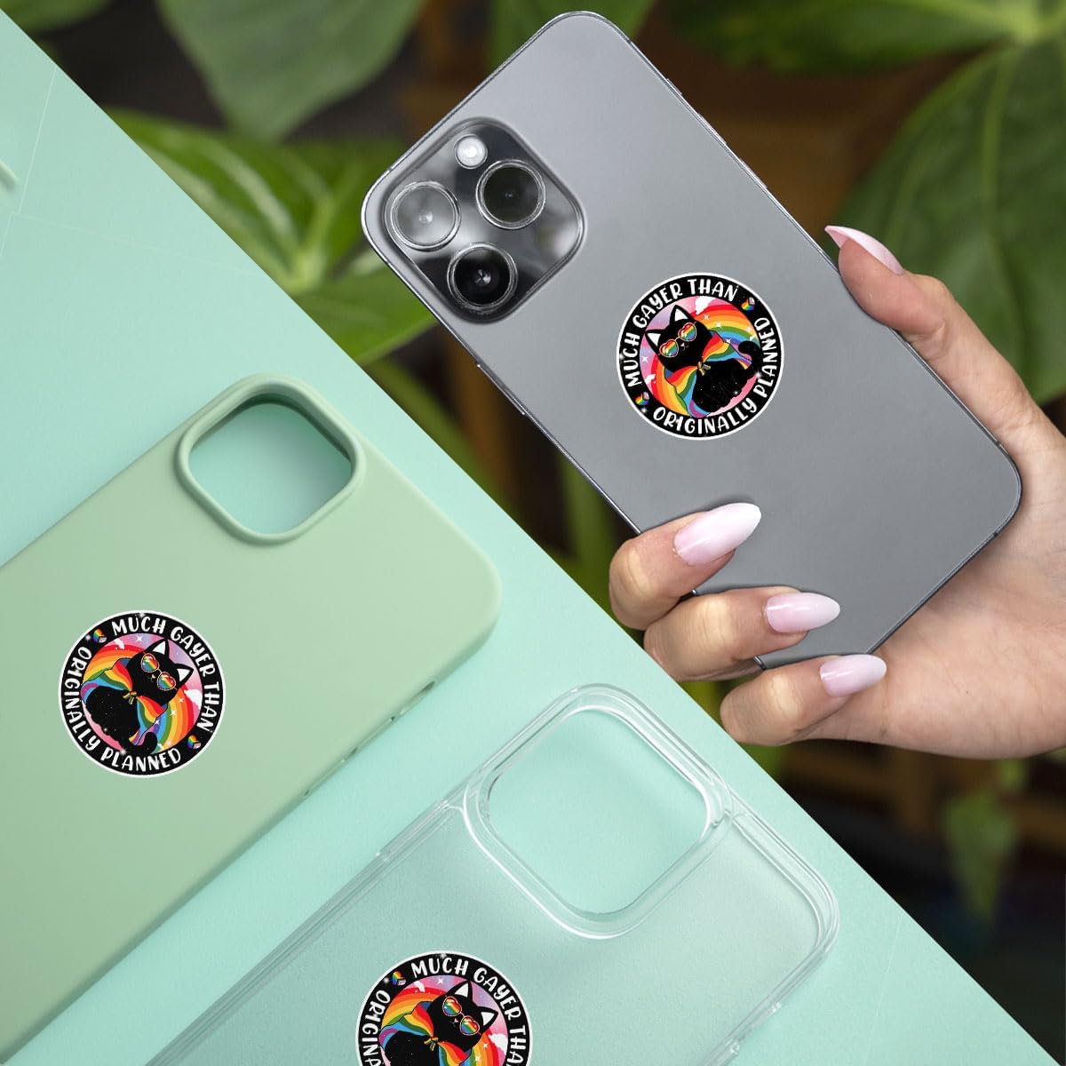 3 Pcs Much Gayer Than Originally Planned Sticker LGBTQ Pride Lesbian Queer Bisexual Waterproof Vinyl Decal, LGBTQ Pride Month Stickers for Water Bottle Tumbler Phone Case Laptop 3"x3"