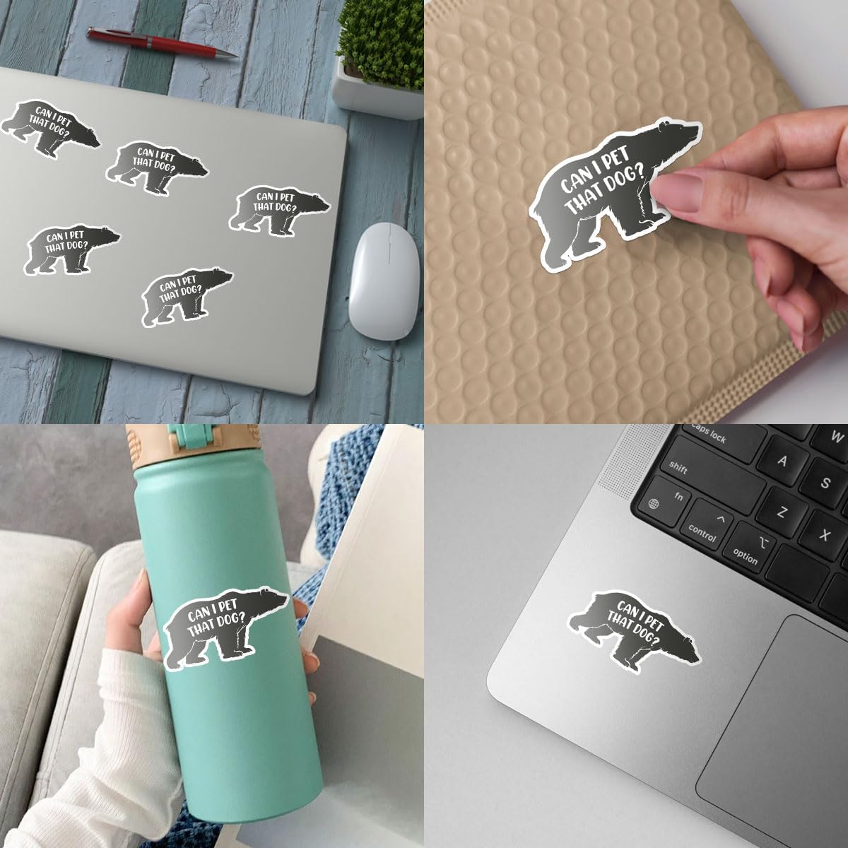 (3pcs) Can I Pet That Dog Sticker, Funny Black Bear Sticker, Black Bear Meme Sticker, Sticker Die-Cut Waterproof Vinyl Sticker for Laptop Water Bottle Phone Window Helmet
