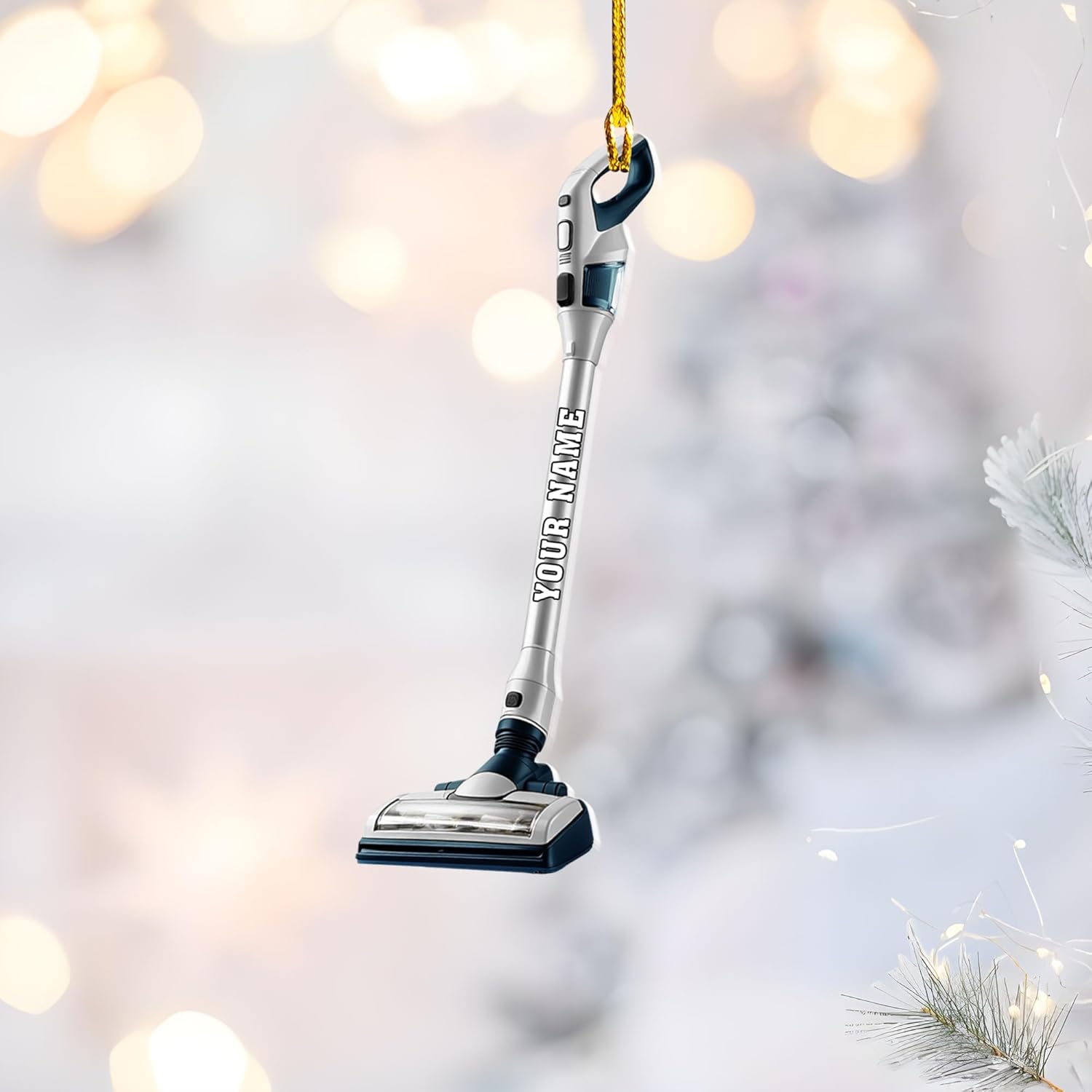 Customized Vacuum Cleaner Christmas Ornament, Cleaning Tools Ornament for Christmas Tree, Gift for Housewife Housekeeper, Holiday Xmas Tree Hanging Decor for Mom Woman Wife (Acrylic, Style 6)