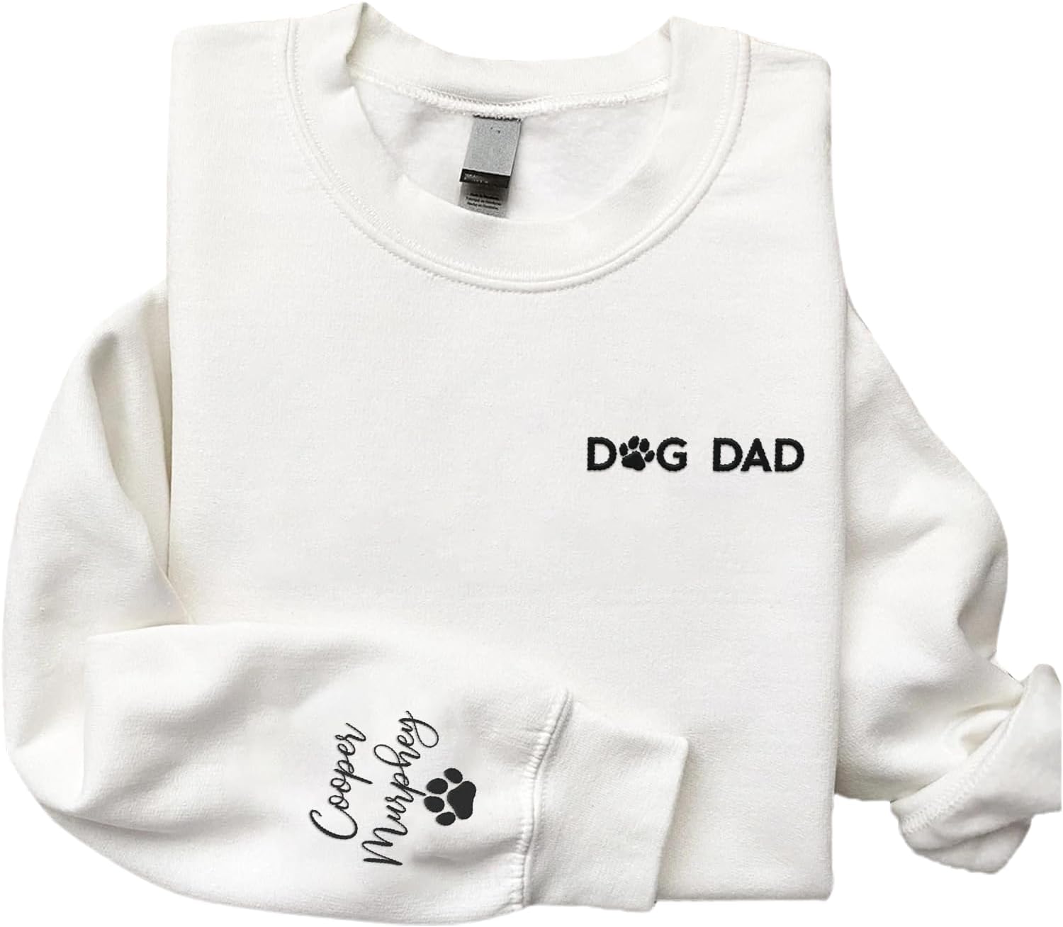 Personalized Embroidered Dog Dad Crewneck Sweatshirt, Custom Dog Dad Shirt Gift for Men (Cotton + Polyester, SS2)