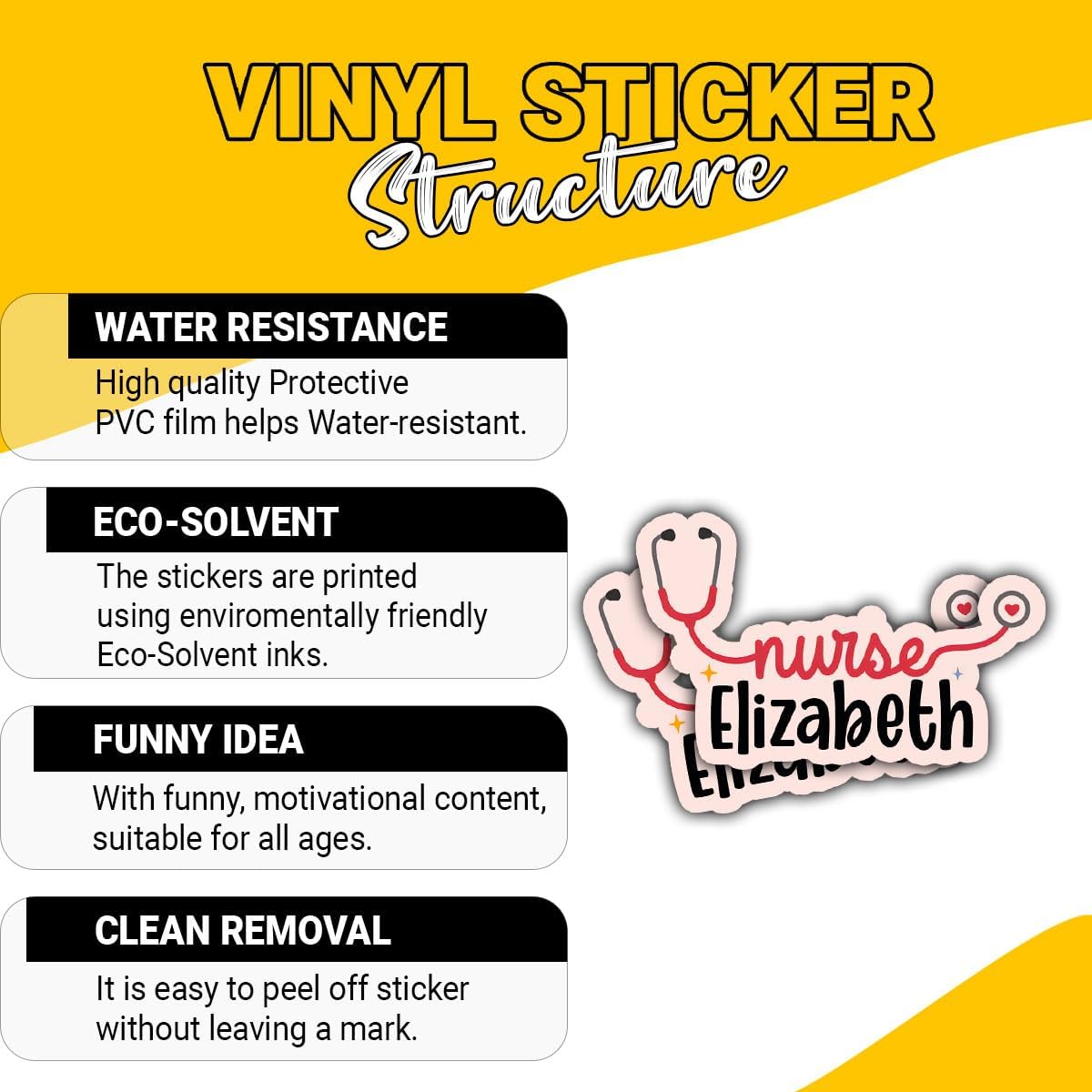 Custom Name Nurse Stethoscope Decal, Nursing RN Waterproof Die-Cut Sticker, Nurse Life Medical Stickers, Nursing Medical Emergency Sticker, Stickers for Laptop Water Bottle Phone Car Helmet 3" (RN 1)