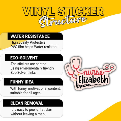 Custom Name Nurse Stethoscope Decal, Nursing RN Waterproof Die-Cut Sticker, Nurse Life Medical Stickers, Nursing Medical Emergency Sticker, Stickers for Laptop Water Bottle Phone Car Helmet 3" (RN 1)