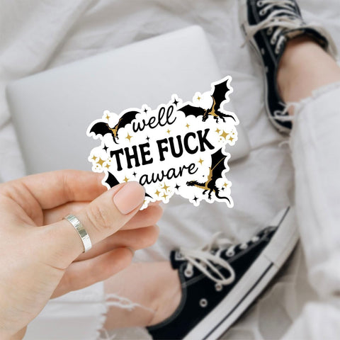 (3PCS) Well The Fuck Aware Sticker, Sarcastic Dragon Fantasy Adult Humor Vinyl Decal Waterproof for Laptop, Water Bottle, Tumbler, Notebook, Car – Gift for Women with Attitude 3 Inch