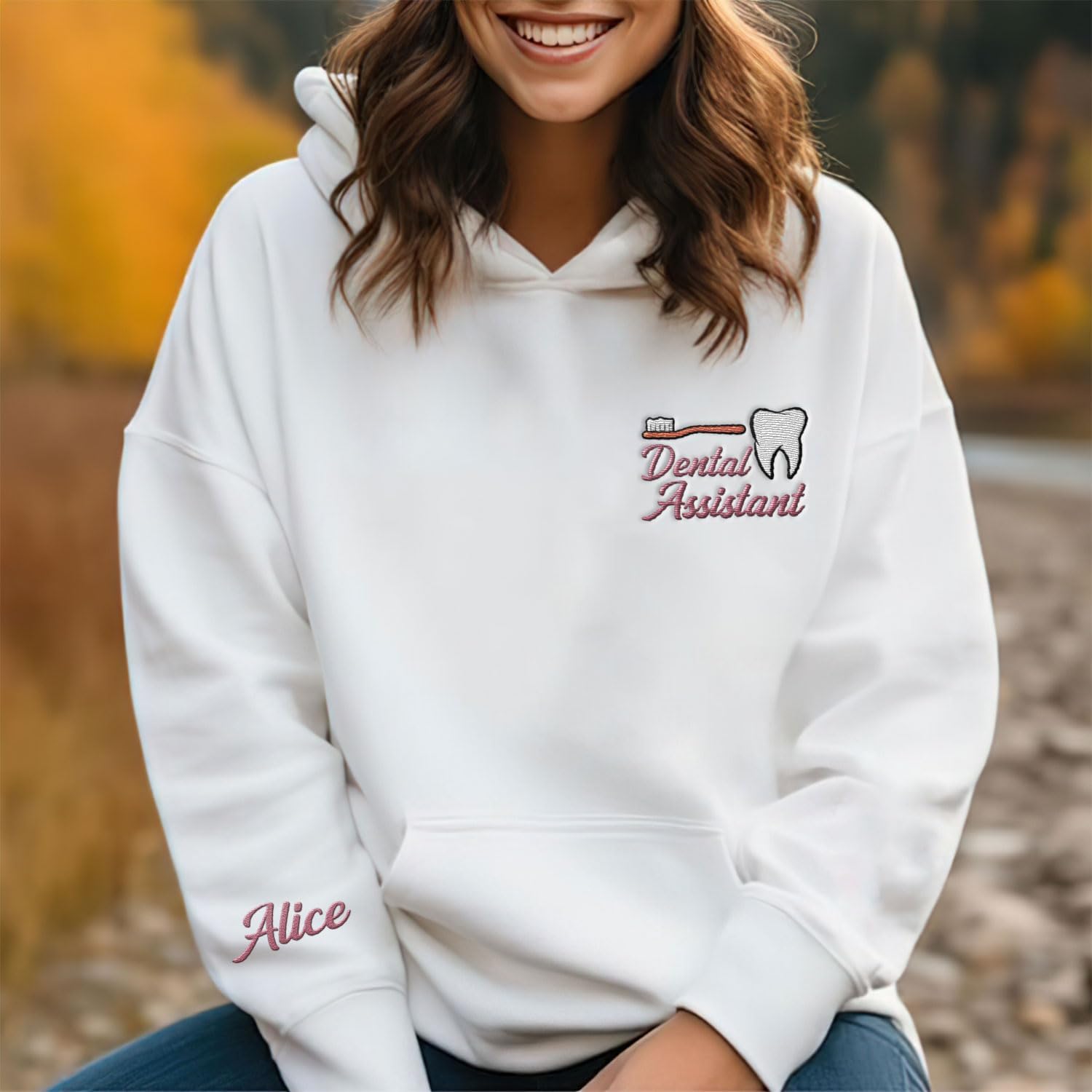 Intenprints Personalized Tooth Healthcare Embroidered Shirt, Dental Assistant RDA, Dentist Office, Dental Hygienist Gift