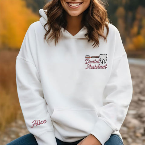 Intenprints Personalized Tooth Healthcare Embroidered Shirt, Dental Assistant RDA, Dentist Office, Dental Hygienist Gift