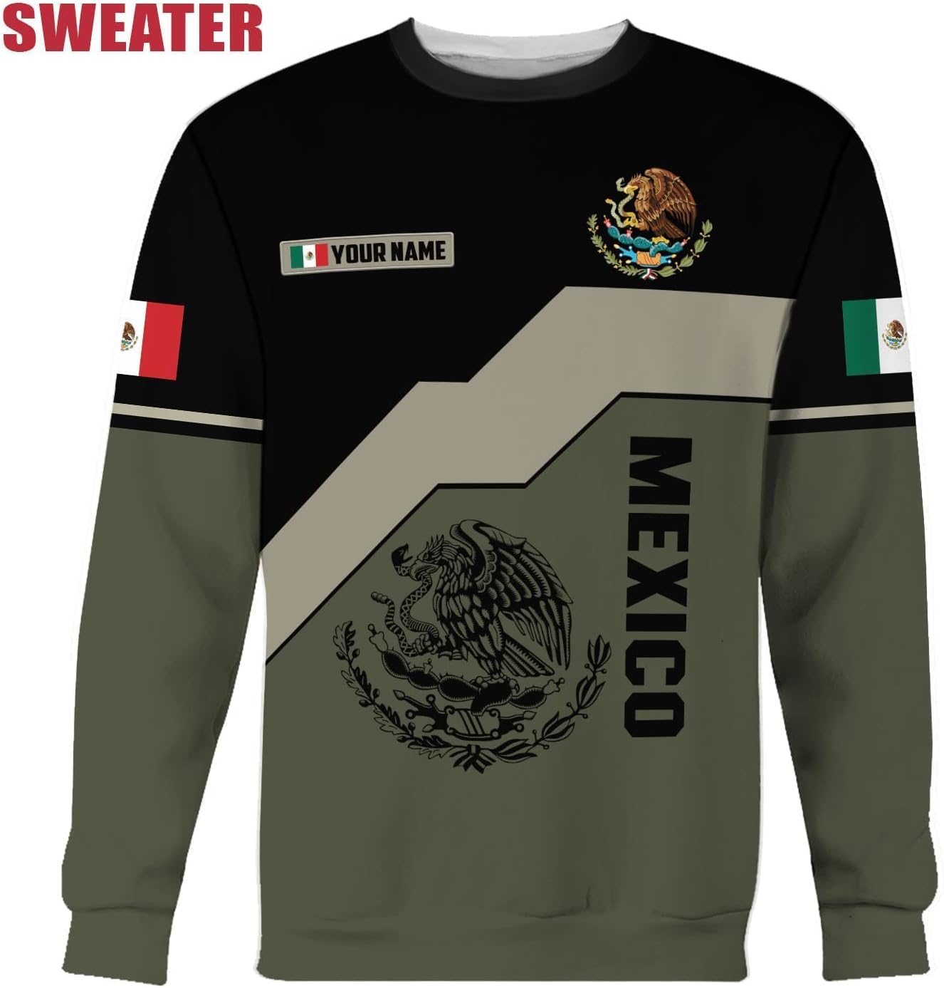 Mostefy Personalized Name Mexican Hoodie 3D, Customized Mexico Hoodies for Men and Women