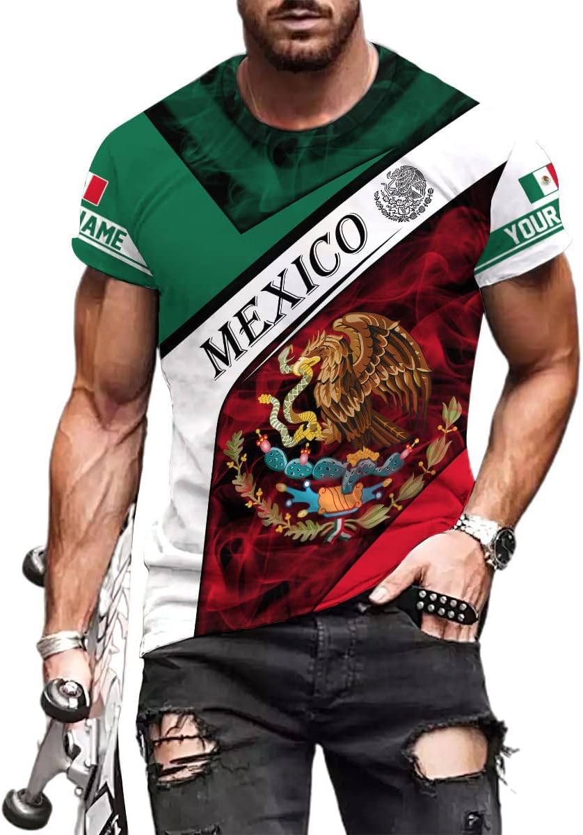 Personalized Name Mexican Shirts for Men, Customized Mexico Shirts for Men, Mexico Shirts for Women Mexico Shirt Eagle Flag