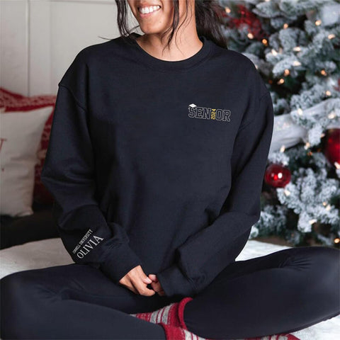 MAPrints Personalized Senior 2024 Embroidered Sweatshirt Gift, Graduation Class Of 2024 School Senior Embroidery Sweatshirt