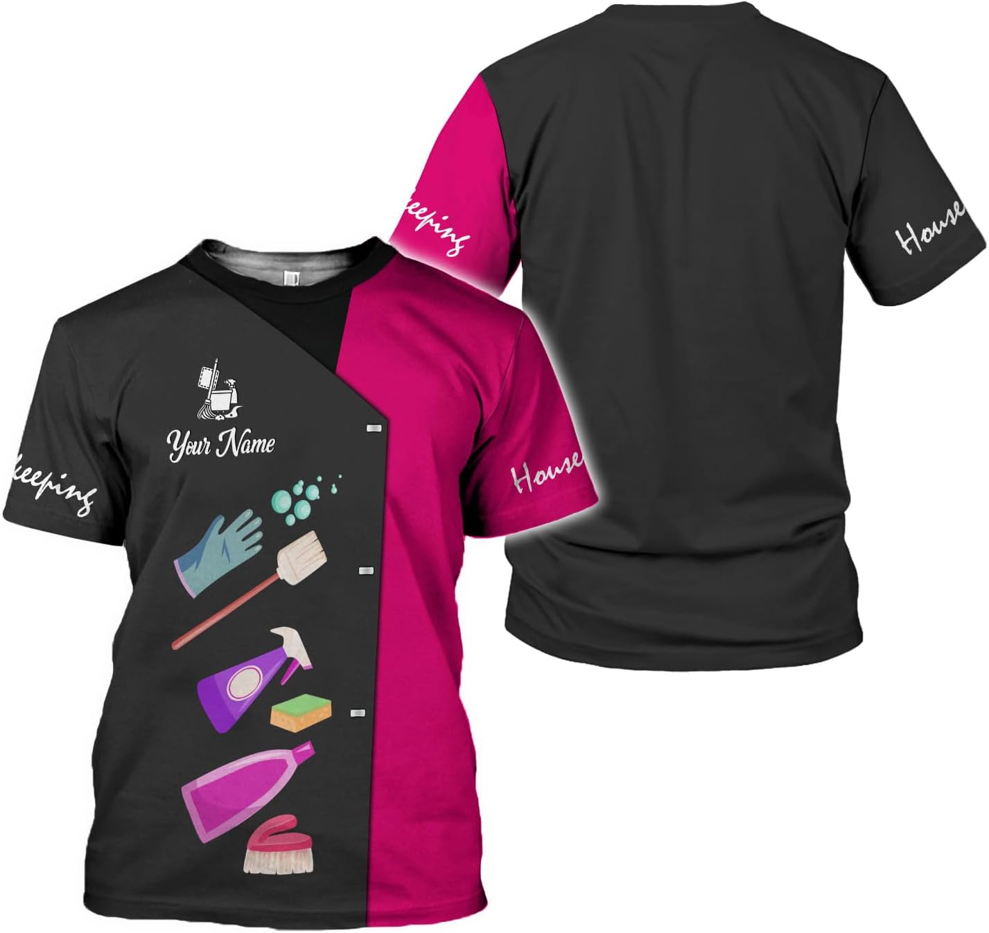 Personalized Housekeeping Shirt 3D All Print Cleaning Service Tshirt Gifts for Housekeeper, House Cleaning Uniforms for Women