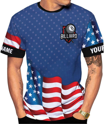 MoonArt Personalized Billiard Shirts 3D Billiard Shirt Custom Billiard Flag Shirt Men's Pool Billiards Shirt 8 Ball Men Women