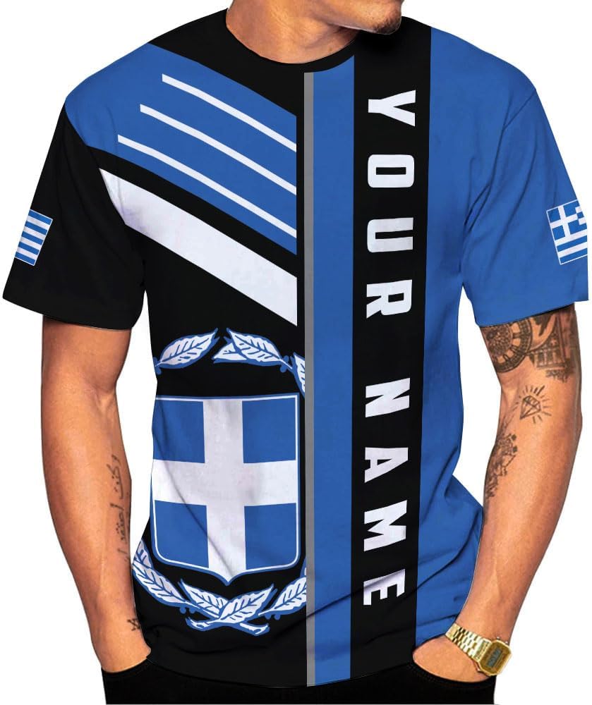 MoonArt Personalized Greece Shirts Greek Coat of Arms Flag Grecian 3D Shirts Greece Tshirt Grecian Pride Gift