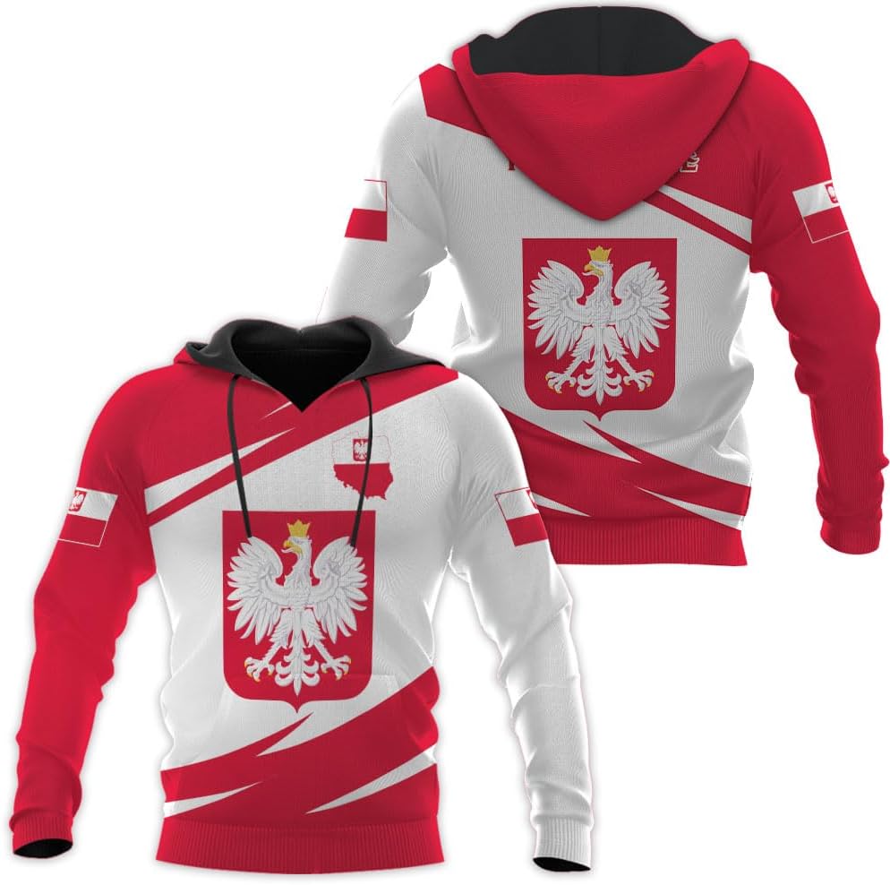 Vybonz Personalized Poland Hoodie Women & Men 3D, Poland Pride Shirt Polish Eagle
