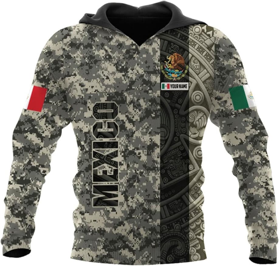 Mostprints Personalized Name Mexican Hoodie 3D, Customized Mexican Hoodies for Men, Unisex Mexico Hoodie, Mexico Hoodies for Men
