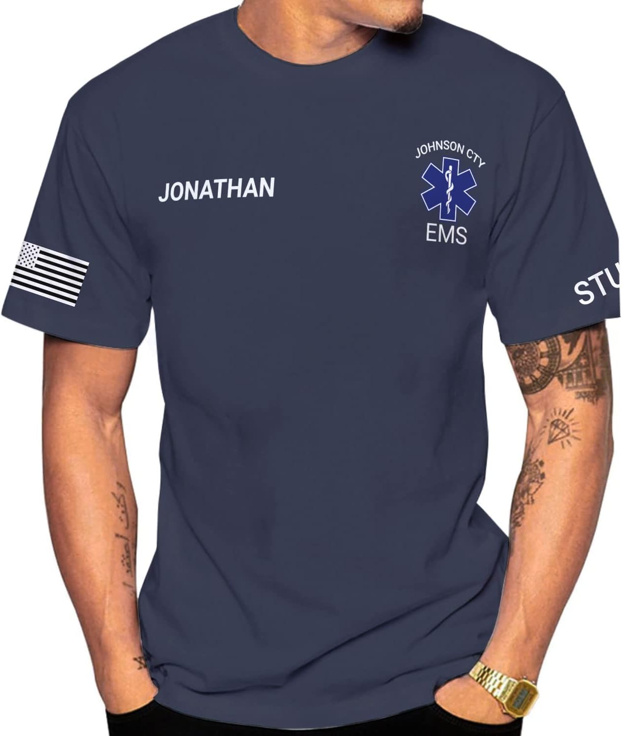 Vybonz Personalized EMS EMT Student Paramedic T-Shirt 3D Emergency Medical Technician Shirt, Custom Name Dept Tshirt Gift