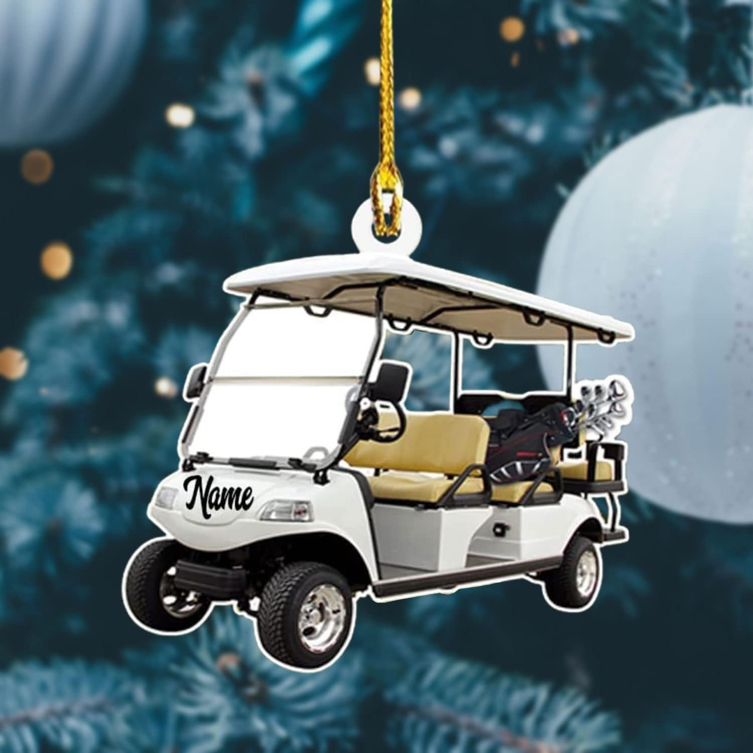 mostprints Personalized Golf Ornament Custom Golfer Ornaments Golf Christmas Ornaments Gifts for Golfer Golf Bag Golf Cart Golfcart Golf Ball Ornament Christmas Hanging Ornament (Style 5)