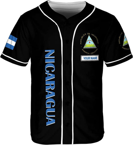 AOVL Personalized Nicaragua Baseball Jersey, Custom Nicaragua Baseball Jersey for Men & Women, Nicaraguan Camisas Shirt