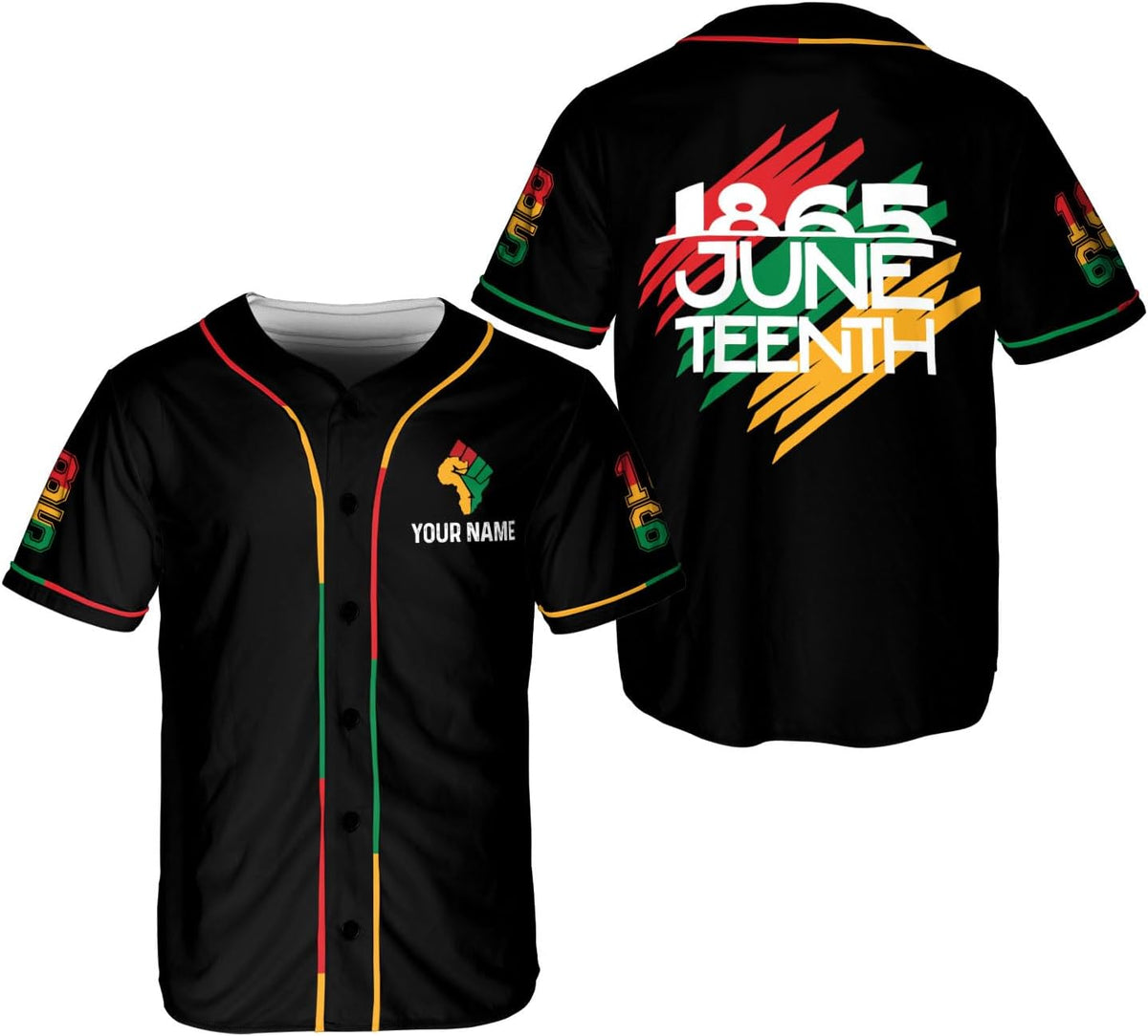 AOVL Custom Juneteenth Baseball Jersey Shirt Flag Independence Day Freeish Since 1865 Black History Month Pride Freeish Shirt