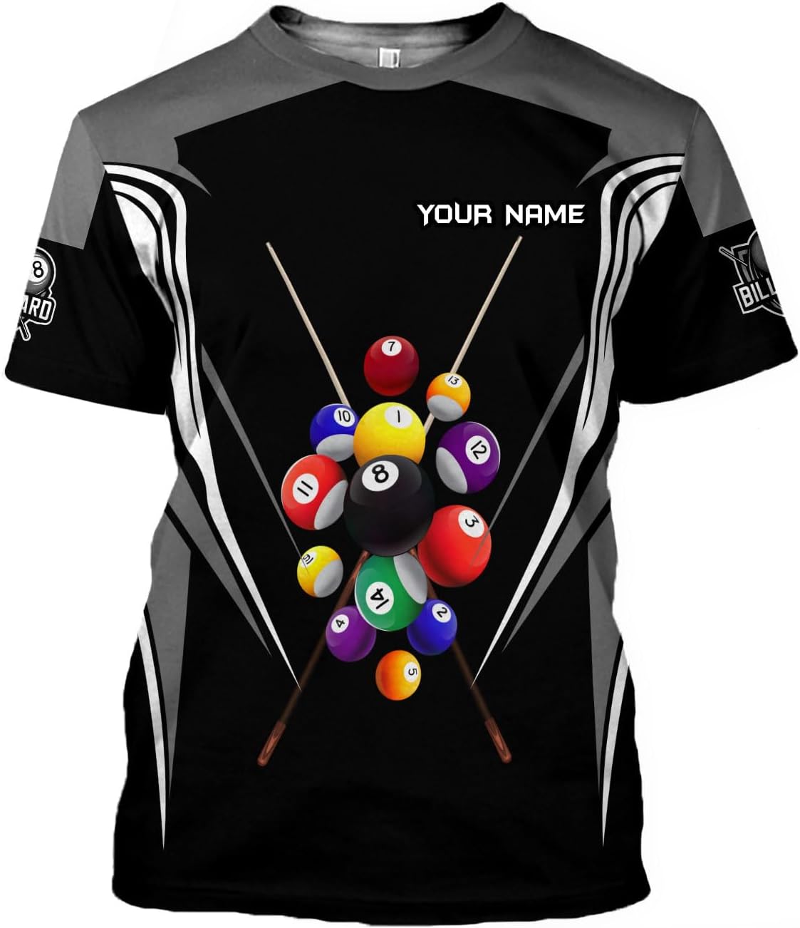 MoonArt Personalized Billiard Shirts 3D Billiard Shirt Custom Billiard Flag Shirt Men's Pool Billiards Shirt 8 Ball Men Women