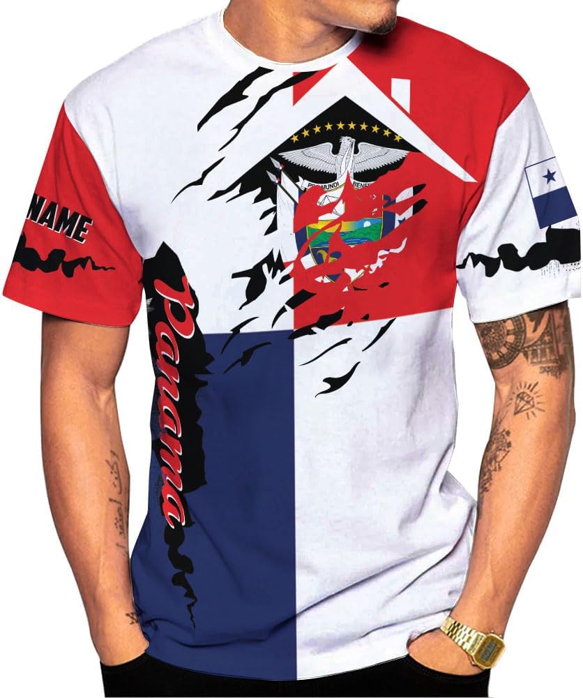 Mostprints Personalized Panama Shirt 3D, Panama Camisa Shirt, Panamanian Flag Pride Shirts Panama Hombres Camisa Men Women