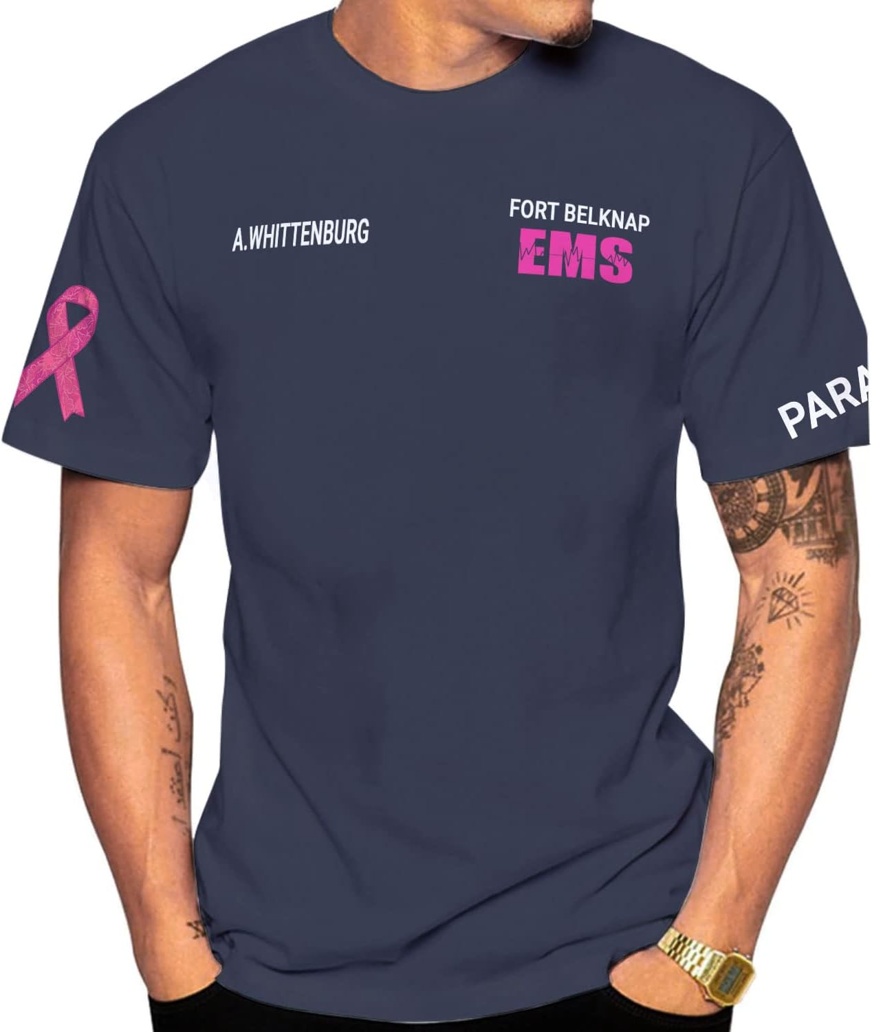 Vybonz Personalized EMS EMT Student Paramedic T-Shirt 3D Emergency Medical Technician Shirt, Custom Name Dept Tshirt Gift