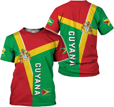 MoonArt Personalized Guyana Shirts - Guyanese Coat of Arms Flag 3D