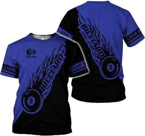 Rivelus Personalized Name Billiard Shirts 3D, Billiards Shirt 8 Ball Billiard Shirt Custom Men's Pool Men Women