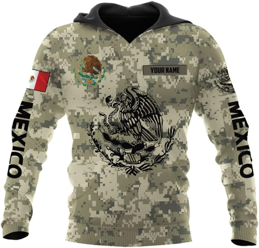 Mostefy Personalized Name Army Camo flag Mexican Mexico Unisex 3D All Over Printed Sportwear Hoodie, T Shirt, Zip Up Hoodie, Sweatshirt For Men Women Adult Full Size S-5XL (HD13)