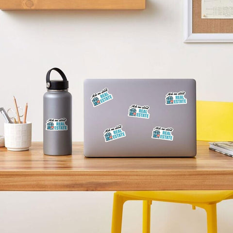 3 Pcs Ask Me About Real Estate Sticker, Real Estate Decal Laptop, Real Estate Computer Decal, Real Estate Laptop Sticker Agent Labor Woker Investor Stickers Laptop Phone Car Helmet 3"x3" (R1)