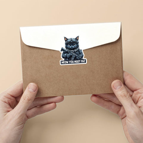 3 Pcs Meow You Must Pay Sticker, Tactical Cat Stickers, Military Cat Sticker, Gun Cat Sticker Die-Cut Waterproof Vinyl Sticker Laptop Water Bottle Window Phone Helmet 3"x3"