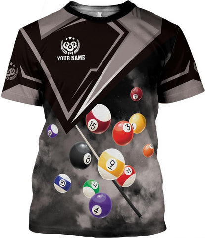 Pretyprints Personalized 3D Billiard Shirt Custom Name Men Women Team Apparel Pool 8 Ball Flag Tshirt Billiards Shirts Gift