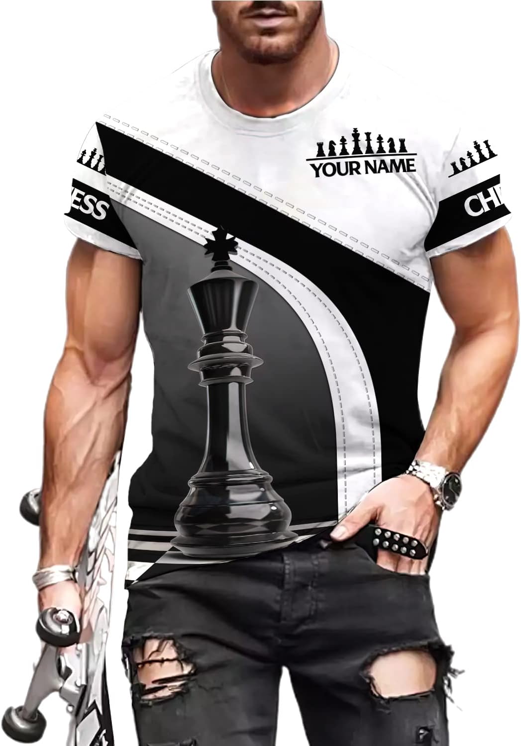 Personalized Name Chess 3D Full Color Shirt, Custom Name Chess 3D Shirt for Men, Women, Chess Lover, USA Chess Shirt