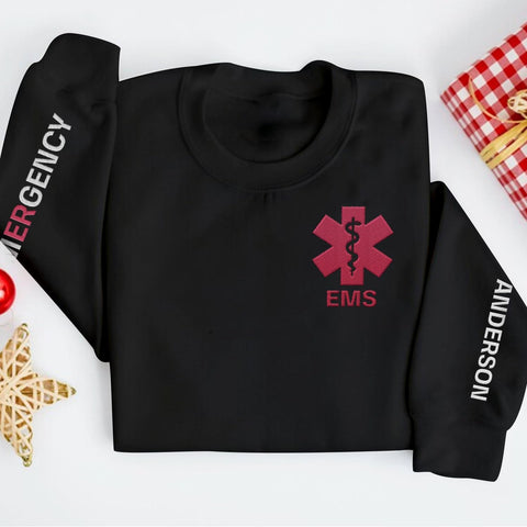 Brevnex Custom EMT EMS Embroidered Sweatshirt Paramedic Hoodie Emergency Medical Technician Uniform T-Shirts for Men Women